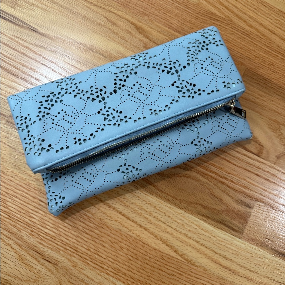 Blue Laser-Cut Clutch